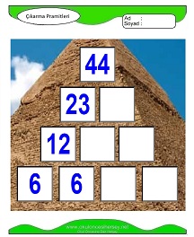 Çıkarma Pramidi Çalışma Sayfaları